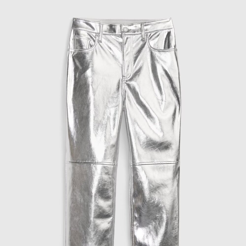 High Rise Faux Leather Cheeky Straight Leg Pants